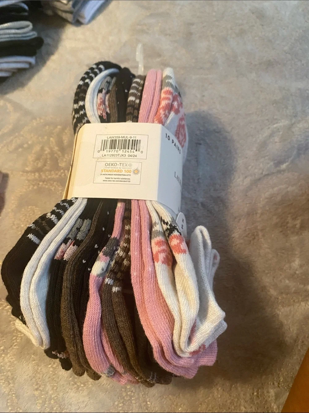 Laura Ashley Black, White & Pink No-Show Casual Socks (6 Pairs)